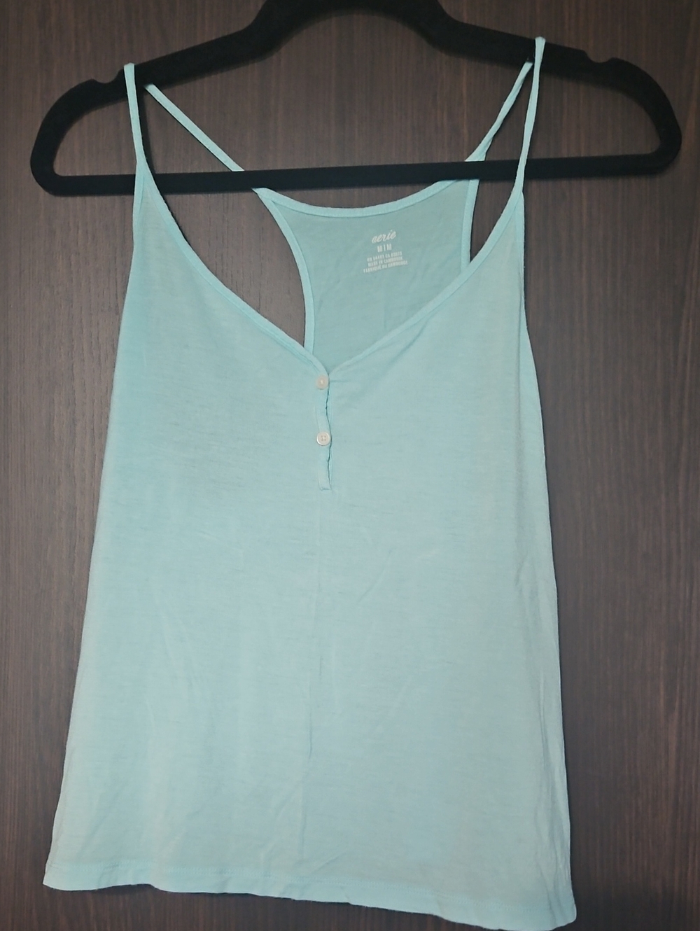 aerie Mint Blue Racerback Camisole with Button Placket